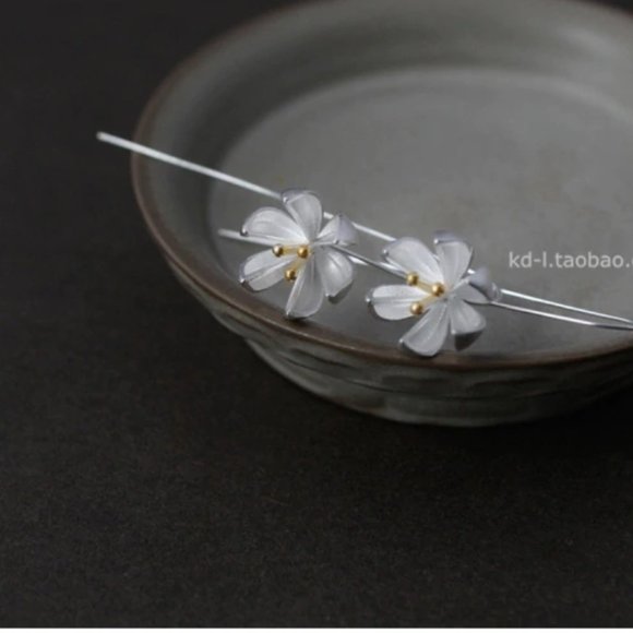 Beautiful Lotus Flower Long Dangle Earrings - Picture 14 of 15